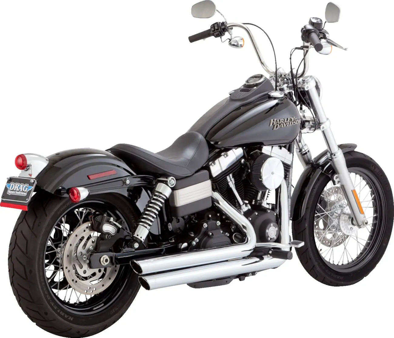 VANCE & HINES - Echappements Big shot staggered 2 en 2 - Dyna 06-09 - Chrome