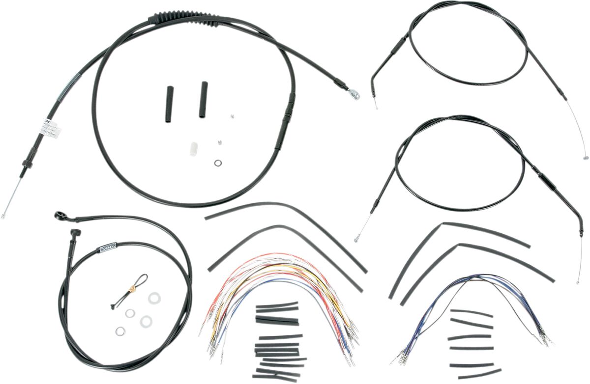 BURLY BRAND Kit Complet de Câbles/Gaines de Guidon en Vinyle Noir pour Ape Hangers