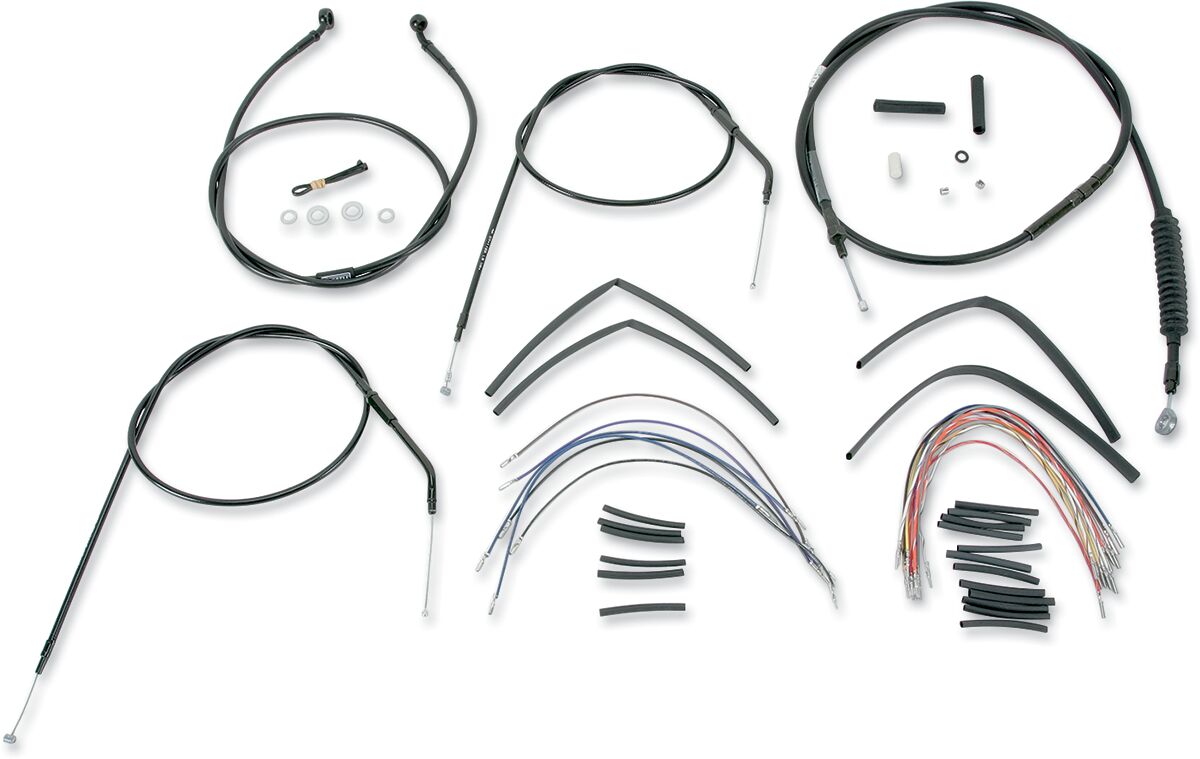 BURLY BRAND Kit Complet de Câbles/Gaines de Guidon en Vinyle Noir pour Ape Hangers