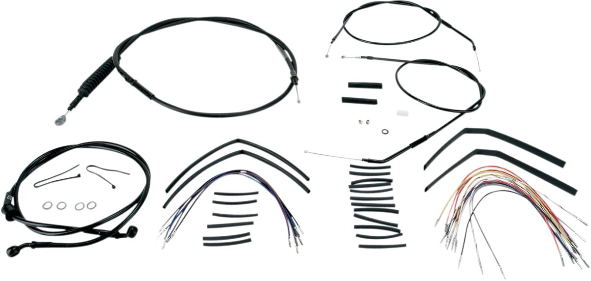 BURLY BRAND Kit Complet de Câbles/Gaines de Guidon en Vinyle Noir pour Ape Hangers