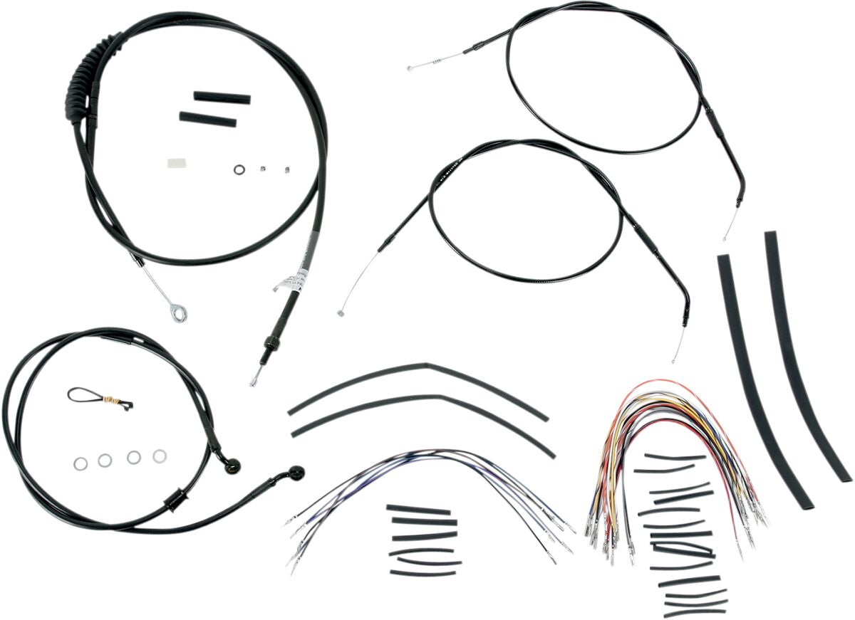 BURLY BRAND Kit Complet de Câbles/Gaines de Guidon en Vinyle Noir pour Ape Hangers