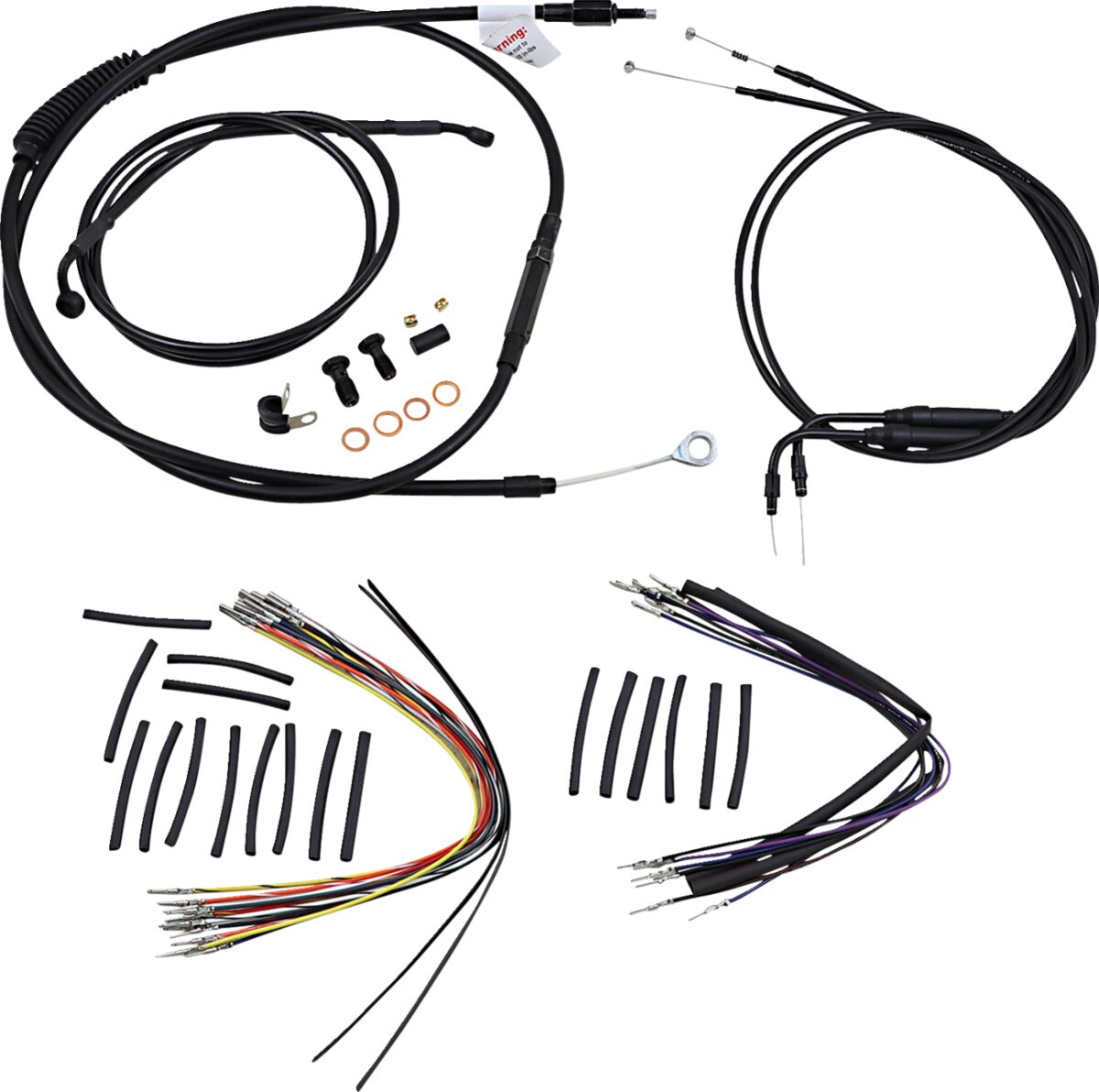 BURLY BRAND Kit Complet de Câbles/Gaines de Guidon en Vinyle Noir pour Ape Hangers