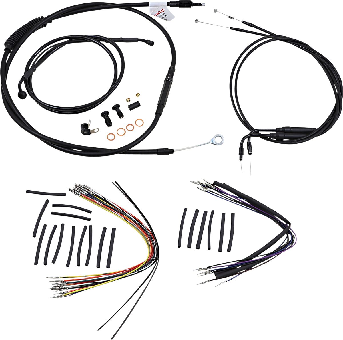BURLY BRAND Kit Complet de Câbles/Gaines de Guidon en Vinyle Noir pour Ape Hangers