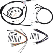 BURLY BRAND Kit Complet de Câbles/Gaines de Guidon en Vinyle Noir pour Ape Hangers