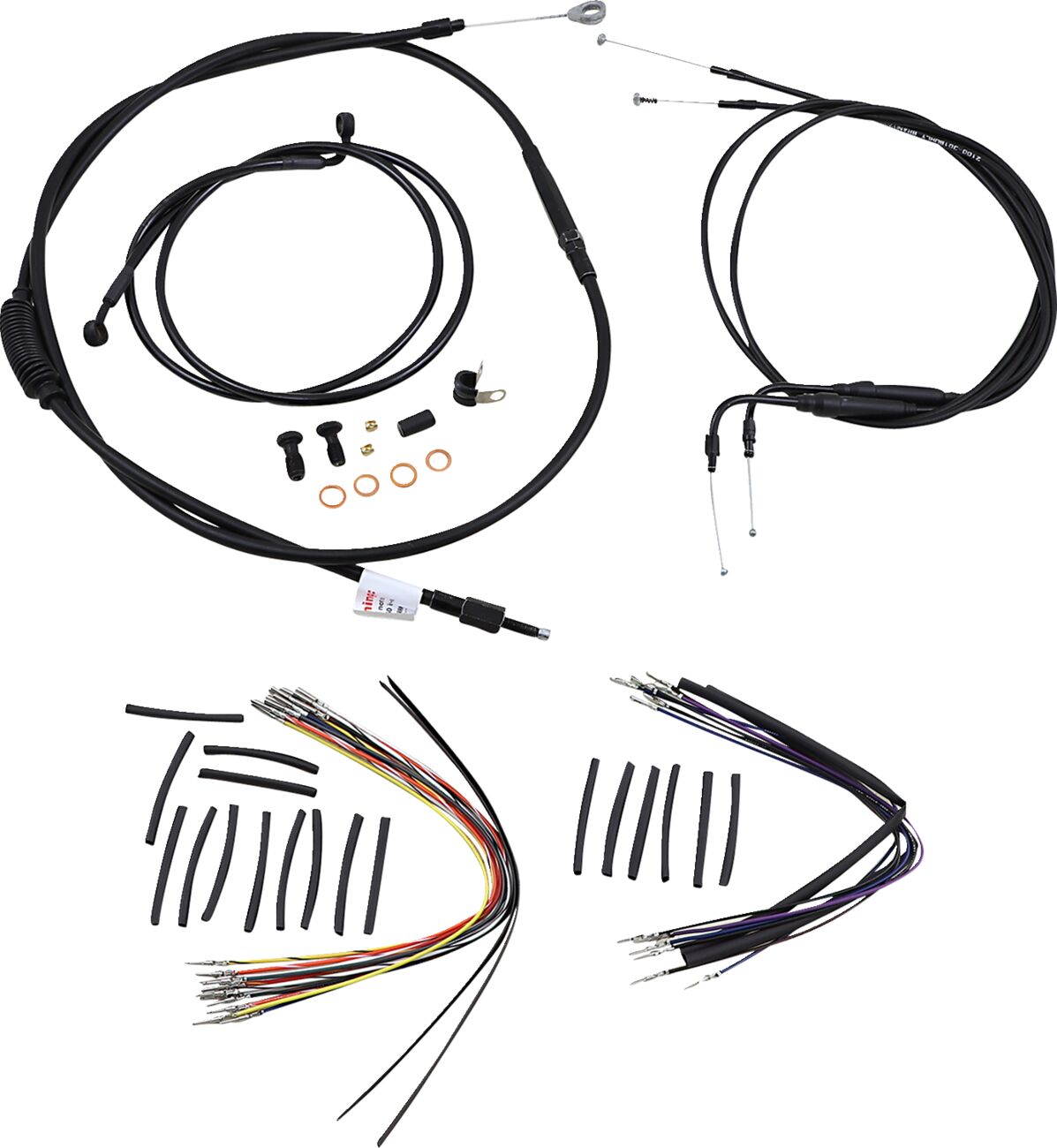 BURLY BRAND Kit Complet de Câbles/Gaines de Guidon en Vinyle Noir pour Ape Hangers