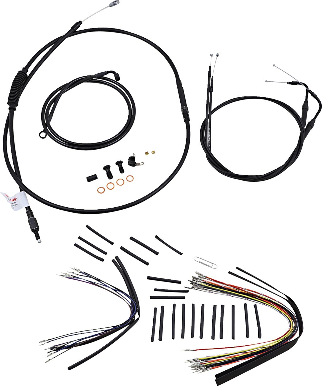 BURLY BRAND Kit Complet de Câbles/Gaines de Guidon en Vinyle Noir pour Ape Hangers