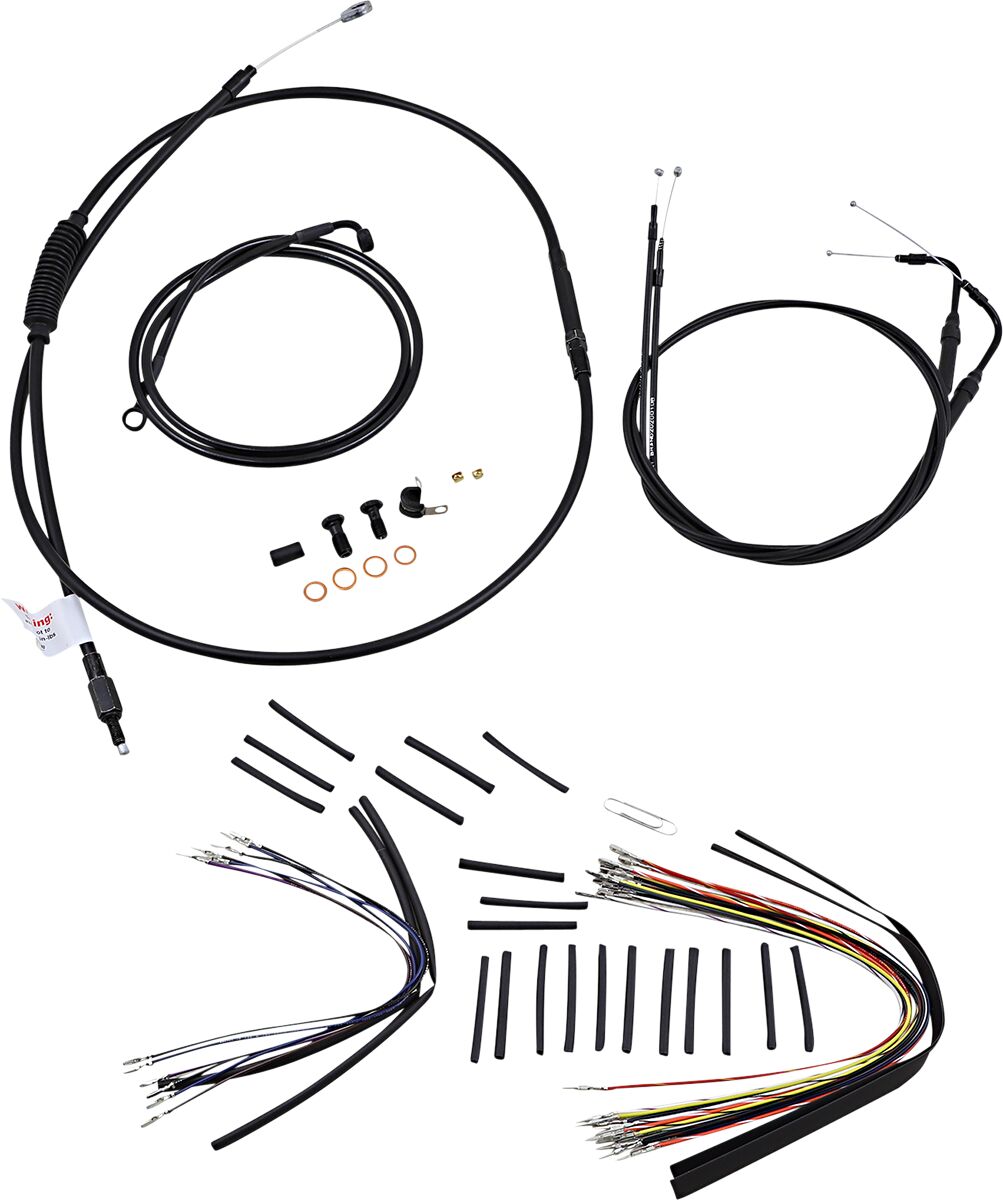 BURLY BRAND Kit Complet de Câbles/Gaines de Guidon en Vinyle Noir pour Ape Hangers