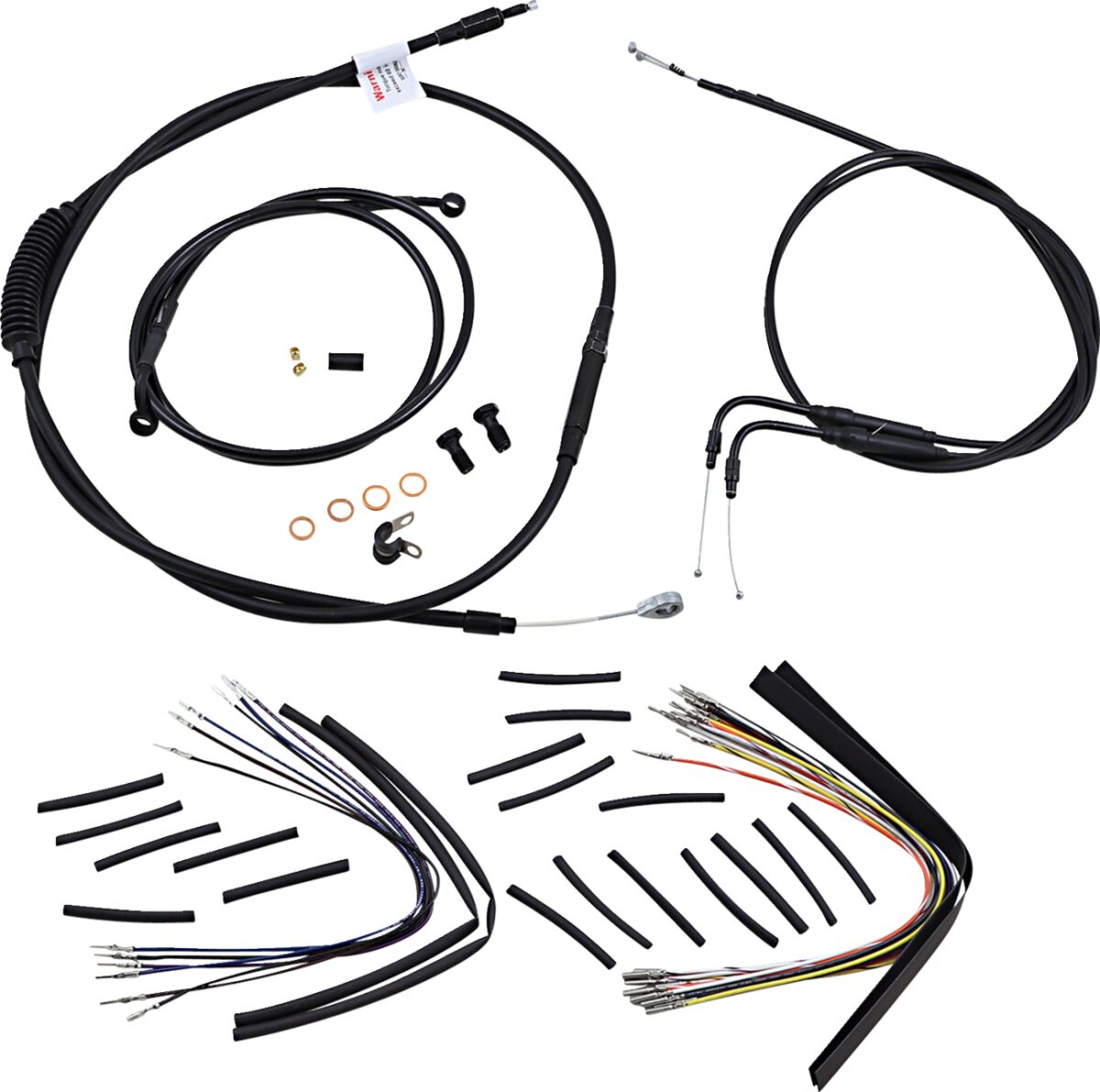 BURLY BRAND Kit Complet de Câbles/Gaines de Guidon en Vinyle Noir pour Ape Hangers