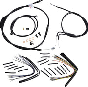BURLY BRAND Kit Complet de Câbles/Gaines de Guidon en Vinyle Noir pour Ape Hangers