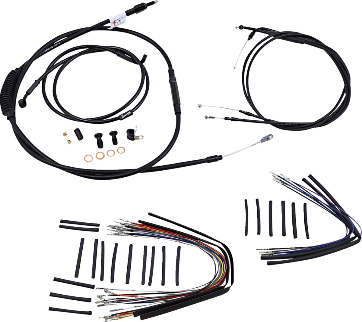 BURLY BRAND Kit Complet de Câbles/Gaines de Guidon en Vinyle Noir pour Ape Hangers