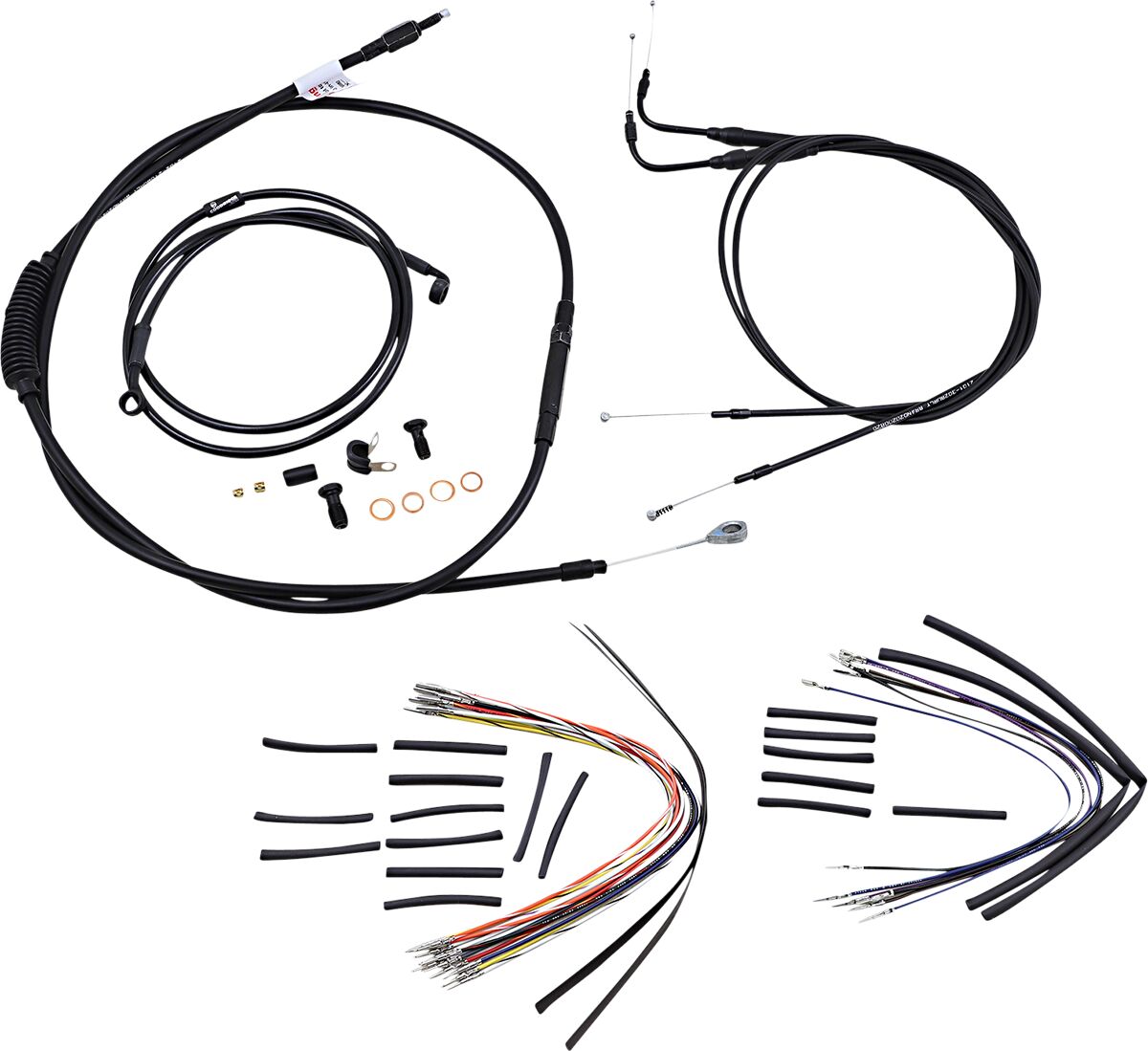 BURLY BRAND Kit Complet de Câbles/Gaines de Guidon en Vinyle Noir pour Ape Hangers