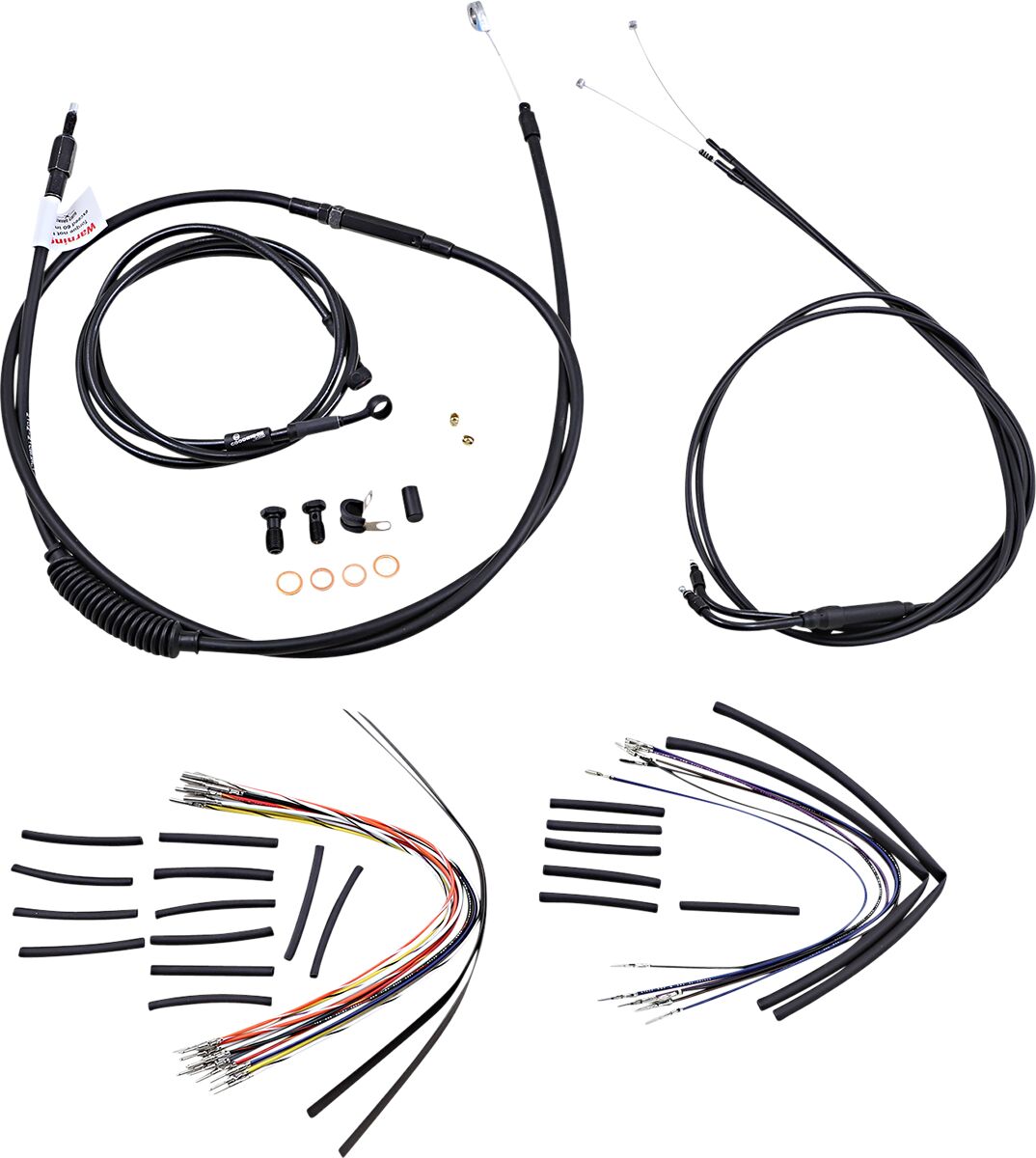 BURLY BRAND Kit Complet de Câbles/Gaines de Guidon en Vinyle Noir pour Ape Hangers