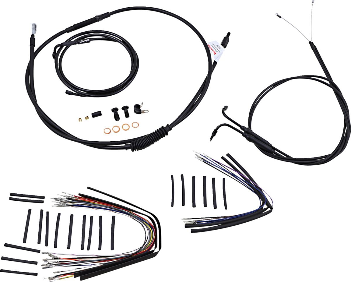 BURLY BRAND Kit Complet de Câbles/Gaines de Guidon en Vinyle Noir pour Ape Hangers
