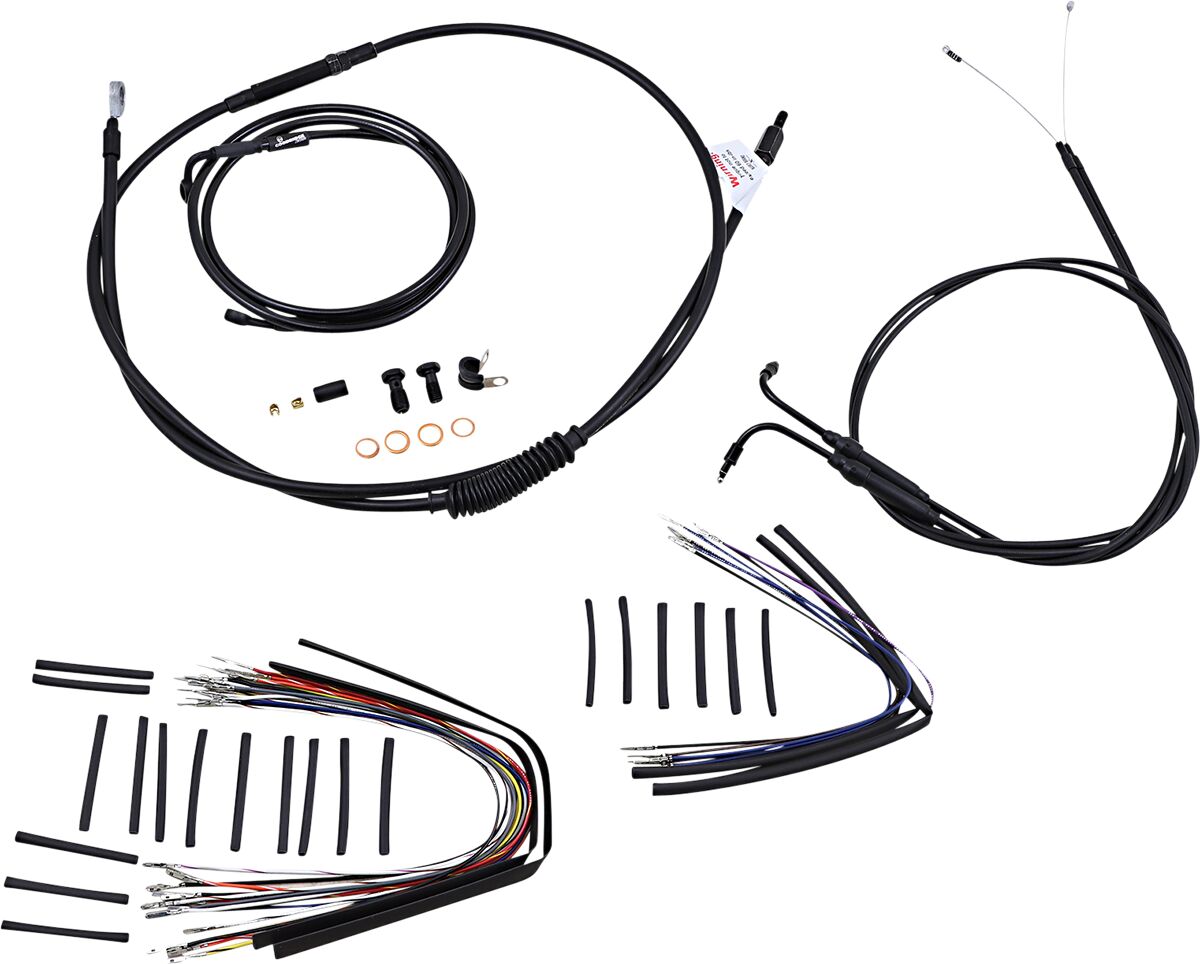 BURLY BRAND Kit Complet de Câbles/Gaines de Guidon en Vinyle Noir pour Ape Hangers
