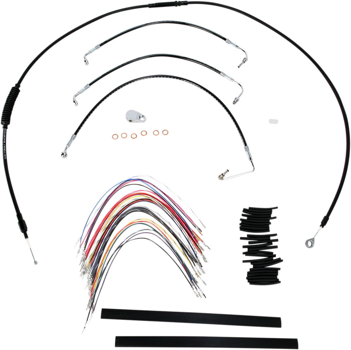 BURLY BRAND Kit Complet de Câbles/Gaines de Guidon en Vinyle Noir pour Ape Hangers