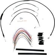 BURLY BRAND Kit Complet de Câbles/Gaines de Guidon en Vinyle Noir pour Ape Hangers
