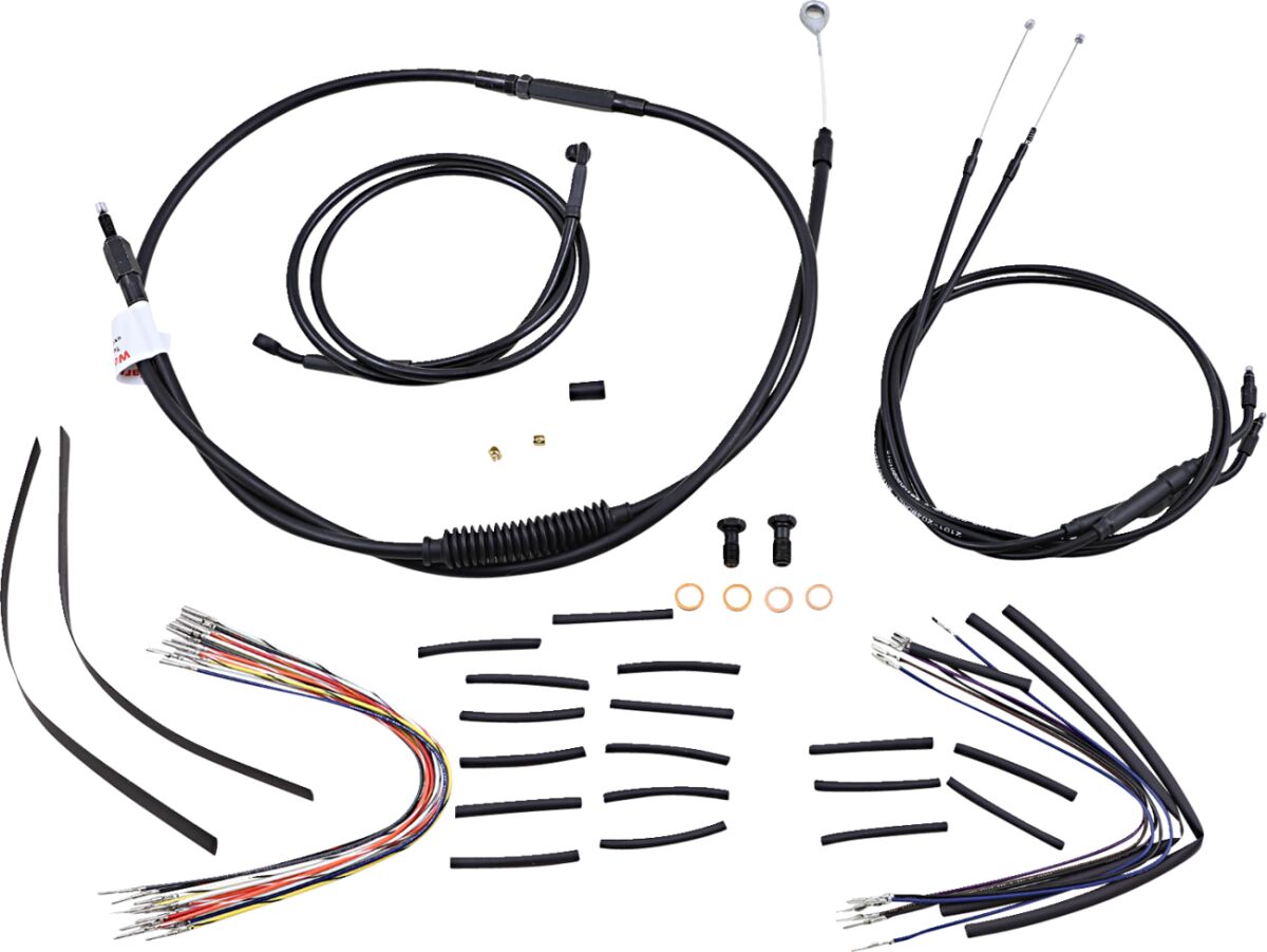 BURLY BRAND Kit Complet de Câbles/Gaines de Guidon en Vinyle Noir pour Ape Hangers