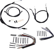 BURLY BRAND Kit Complet de Câbles/Gaines de Guidon en Vinyle Noir pour Ape Hangers