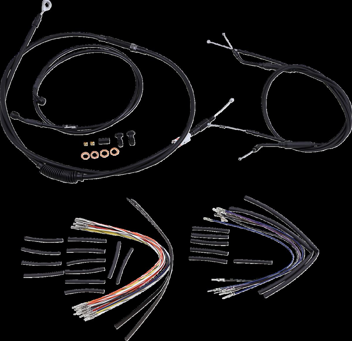 BURLY BRAND Kit Complet de Câbles/Gaines de Guidon en Vinyle Noir pour Ape Hangers