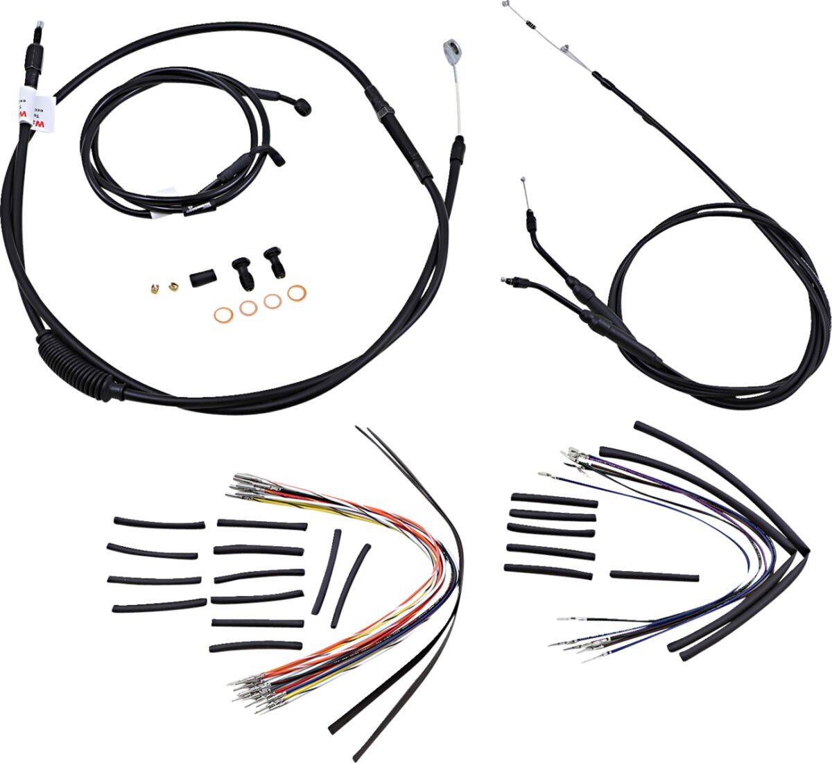 BURLY BRAND Kit Complet de Câbles/Gaines de Guidon en Vinyle Noir pour Ape Hangers
