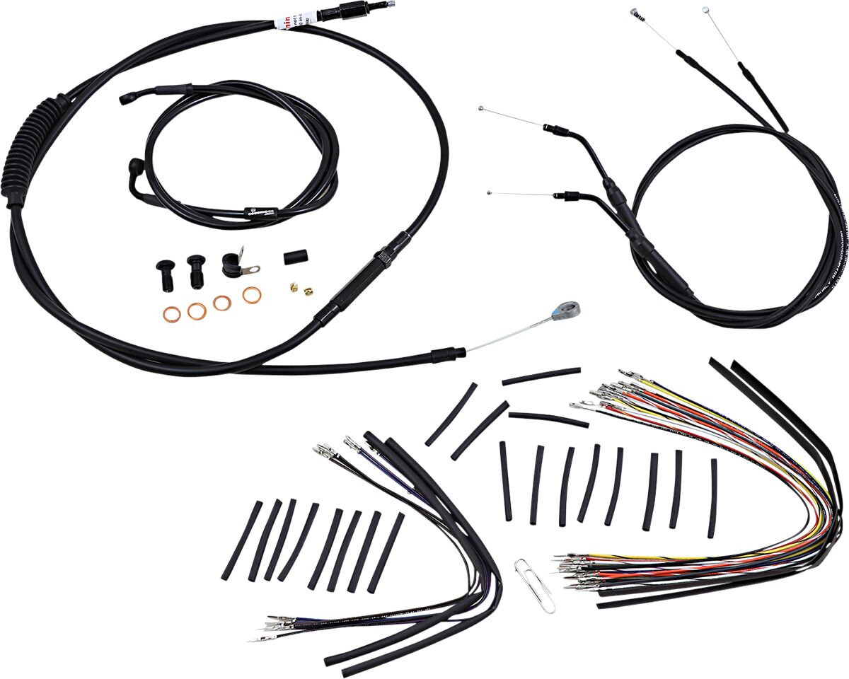 BURLY BRAND Kit Complet de Câbles/Gaines de Guidon en Vinyle Noir pour Ape Hangers