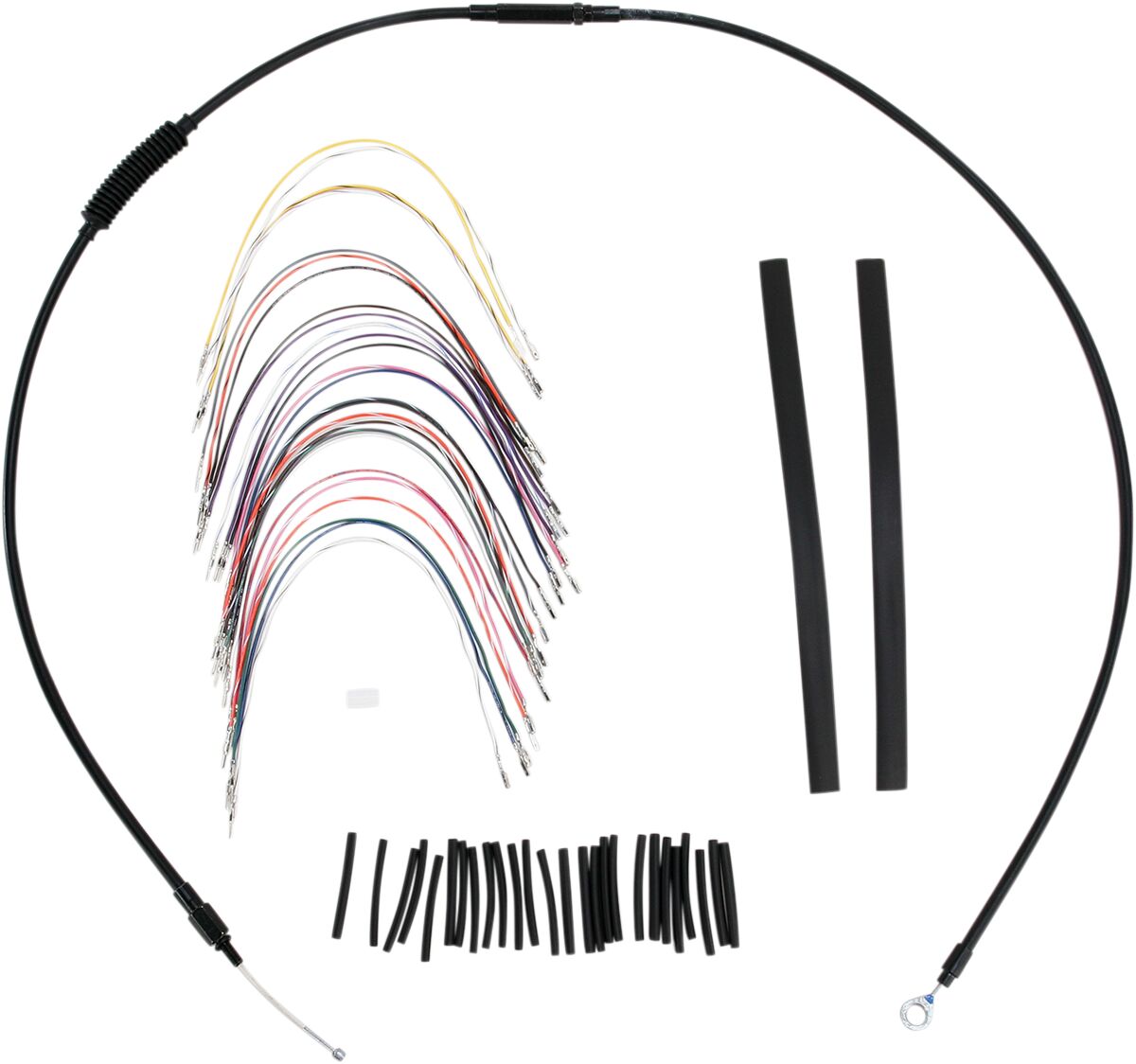 BURLY BRAND Kit Complet de Câbles/Gaines de Guidon en Vinyle Noir pour Ape Hangers