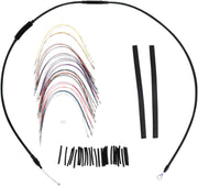 BURLY BRAND Kit Complet de Câbles/Gaines de Guidon en Vinyle Noir pour Ape Hangers