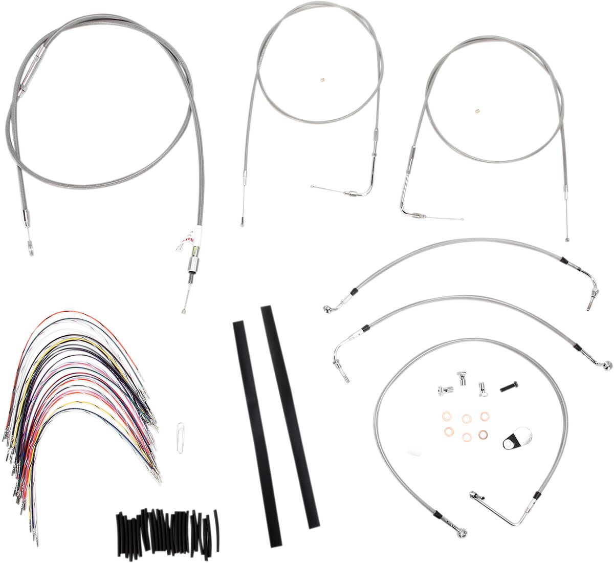 BURLY BRAND Kit complet câble/ligne de frein tressés inox pour guidon