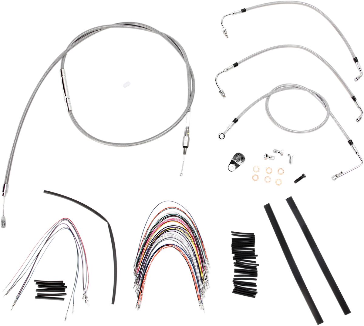 BURLY BRAND Kit complet câble/ligne de frein tressés inox pour guidon