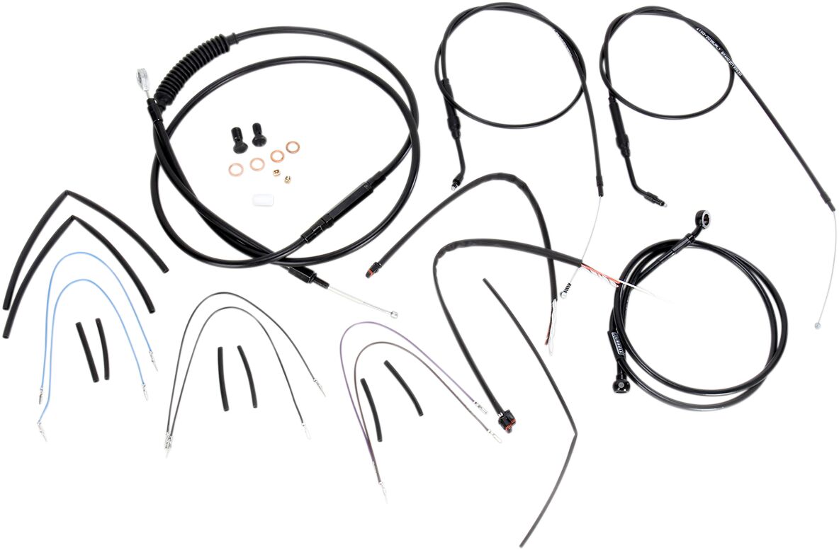 BURLY BRAND Kit Complet de Câbles/Gaines de Guidon en Vinyle Noir pour Ape Hangers