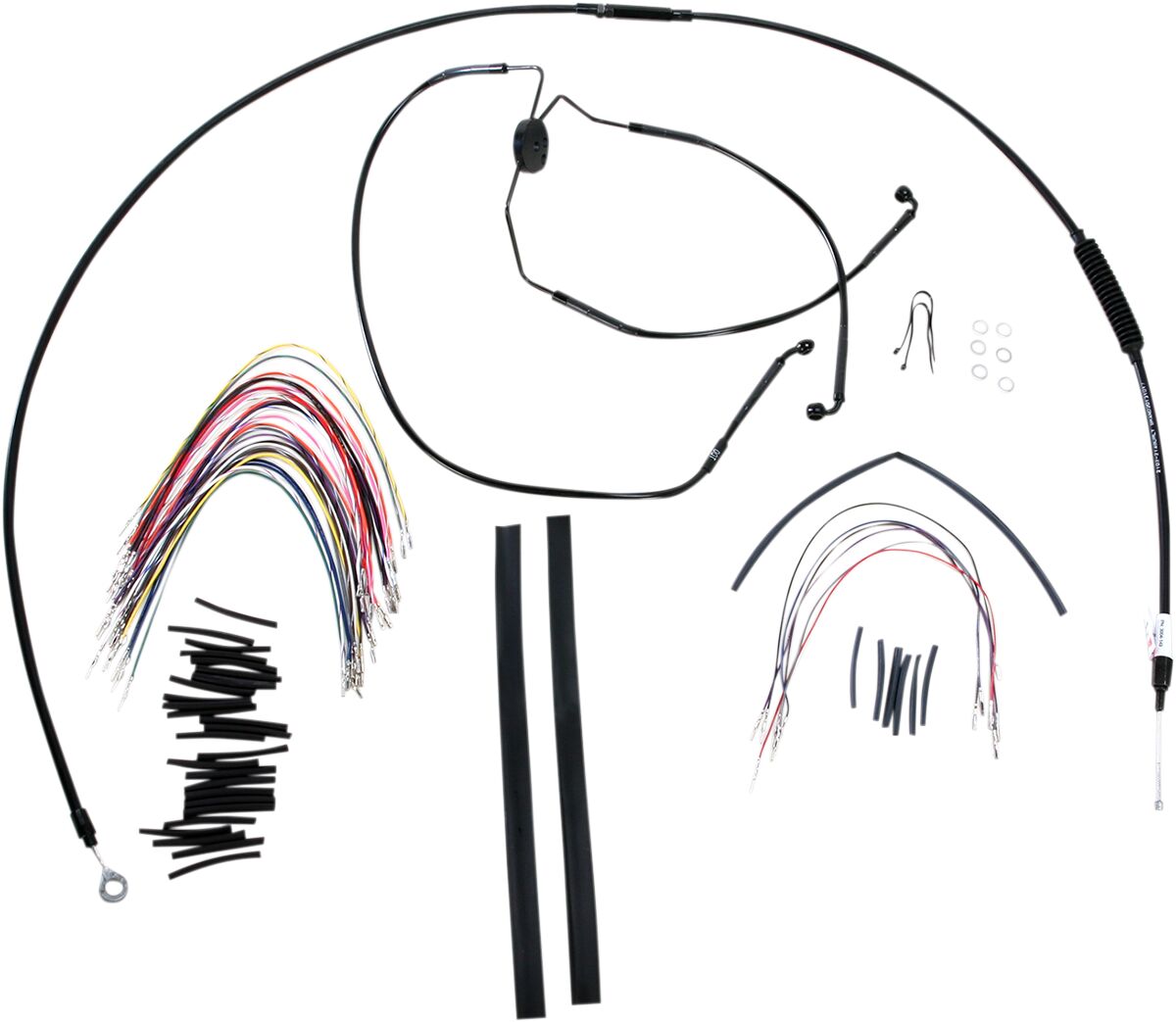 BURLY BRAND Kit Complet de Câbles/Gaines de Guidon en Vinyle Noir pour Ape Hangers