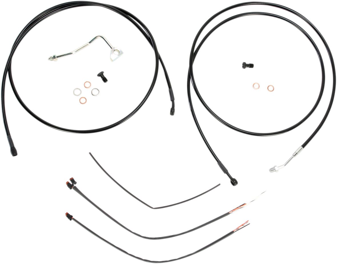 BURLY BRAND Kit Complet de Câbles/Gaines de Guidon en Vinyle Noir pour Ape Hangers