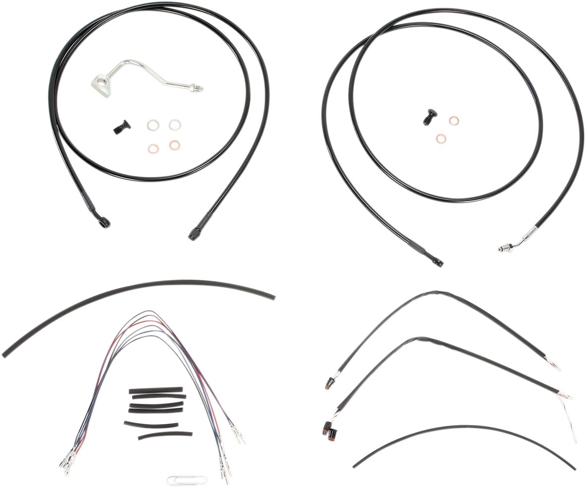 BURLY BRAND Kit Complet de Câbles/Gaines de Guidon en Vinyle Noir pour Ape Hangers