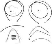 BURLY BRAND Kit Complet de Câbles/Gaines de Guidon en Vinyle Noir pour Ape Hangers