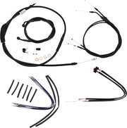 BURLY BRAND Kit Complet de Câbles/Gaines de Guidon en Vinyle Noir pour Ape Hangers