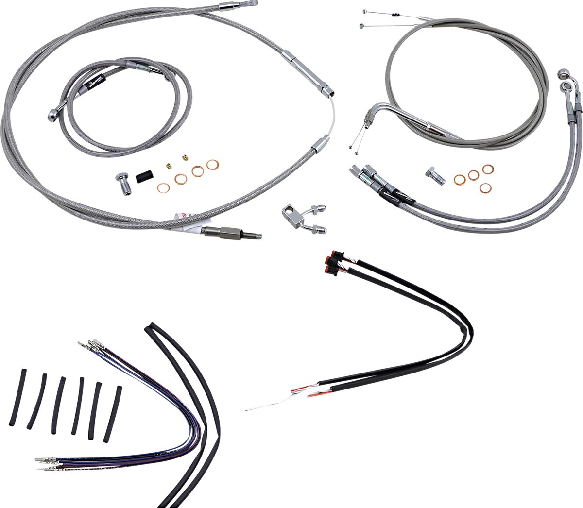 BURLY BRAND Kit complet câble/ligne de frein tressés inox pour guidon