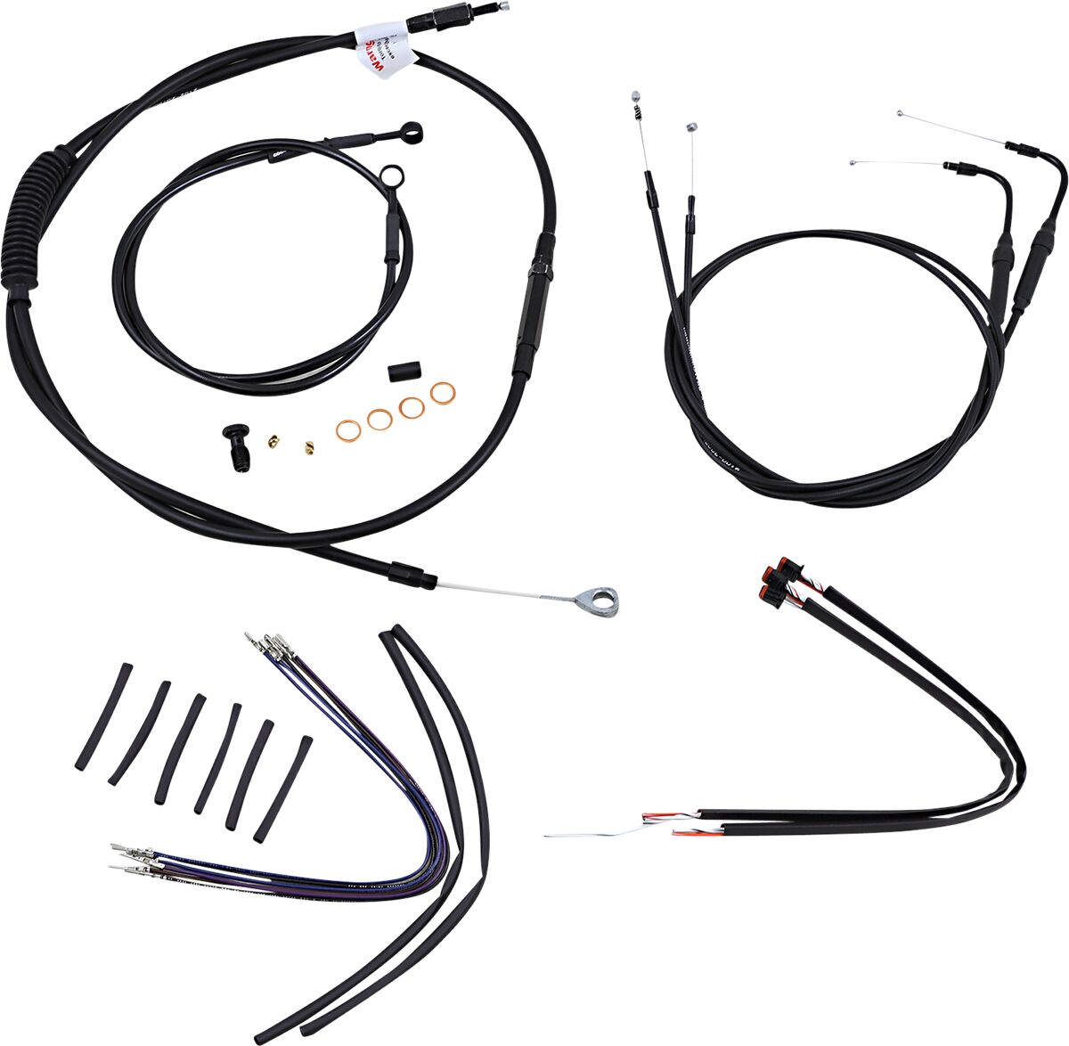 BURLY BRAND Kit Complet de Câbles/Gaines de Guidon en Vinyle Noir pour Ape Hangers