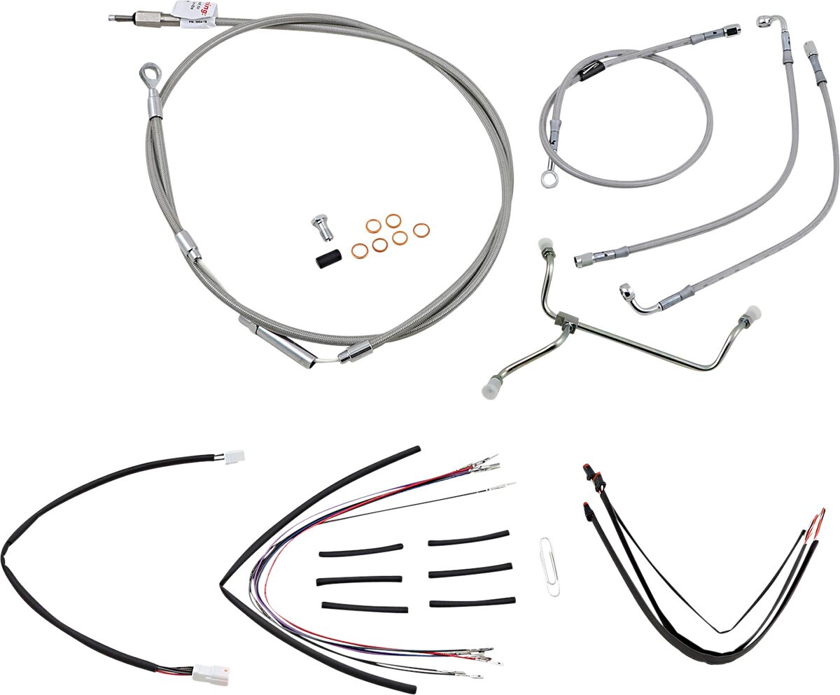 BURLY BRAND Kit complet câble/ligne de frein tressés inox pour guidon 14"