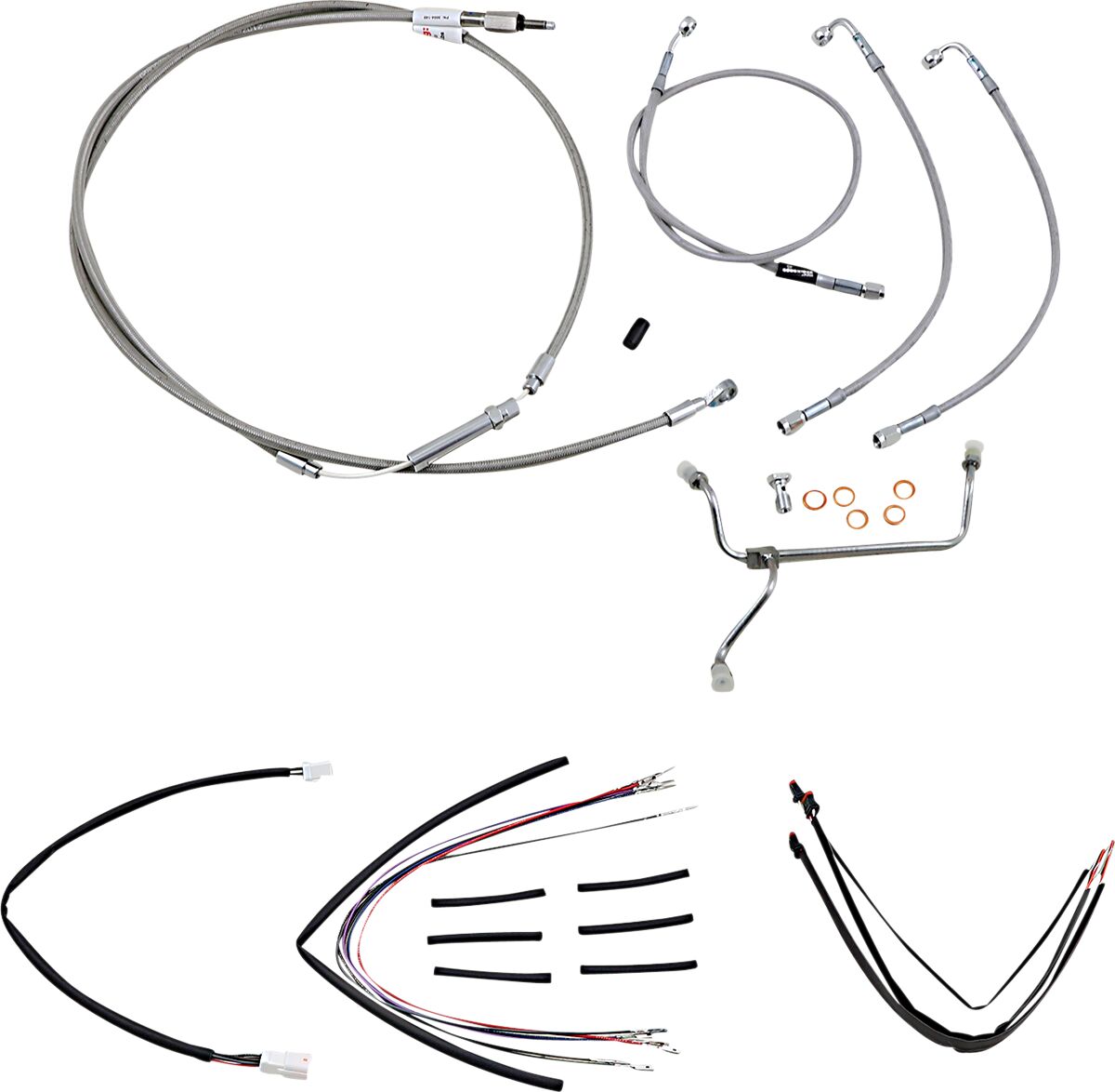 BURLY BRAND Kit complet câble/ligne de frein tressés inox pour guidon 18"