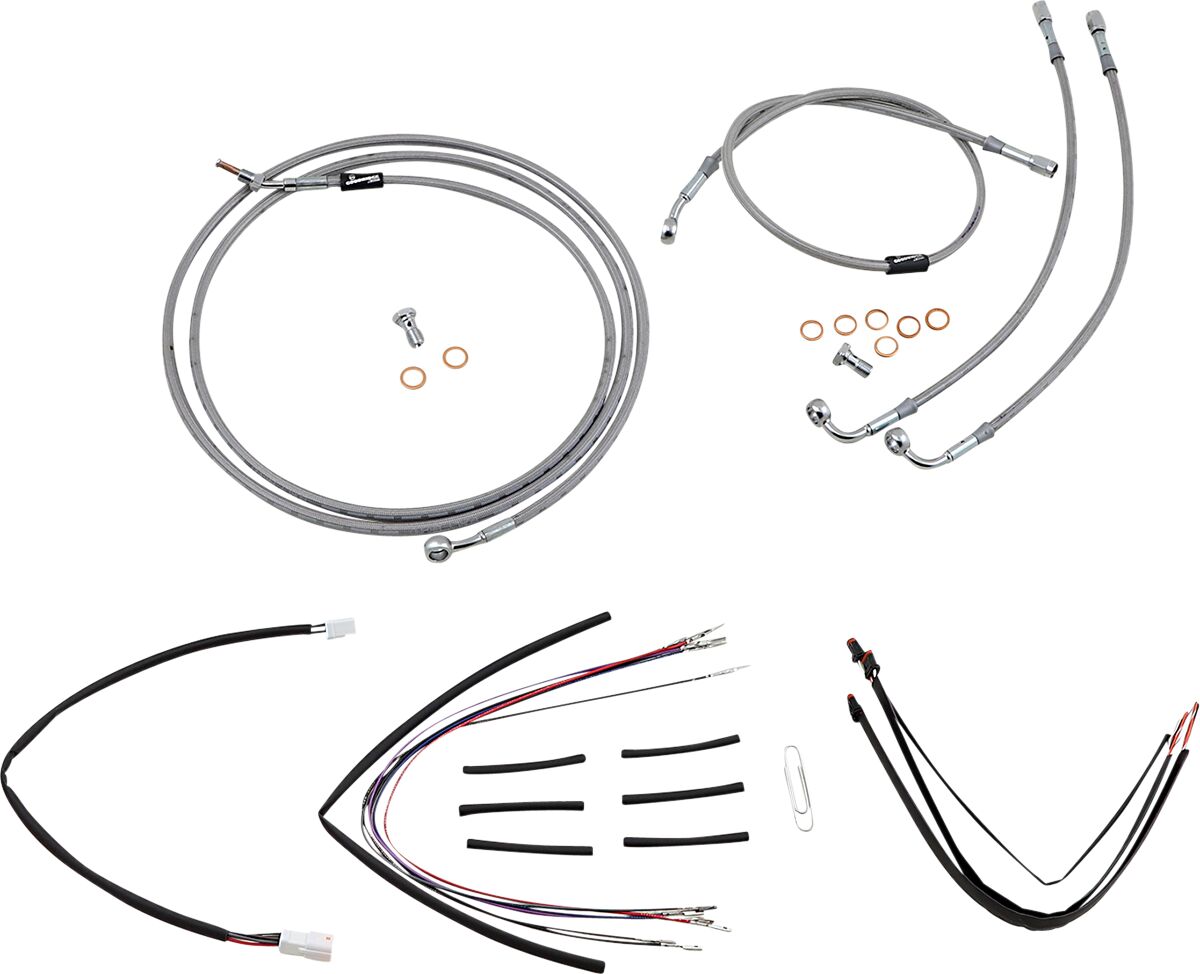 BURLY BRAND Kit complet câble/ligne de frein tressés inox pour guidon 14"