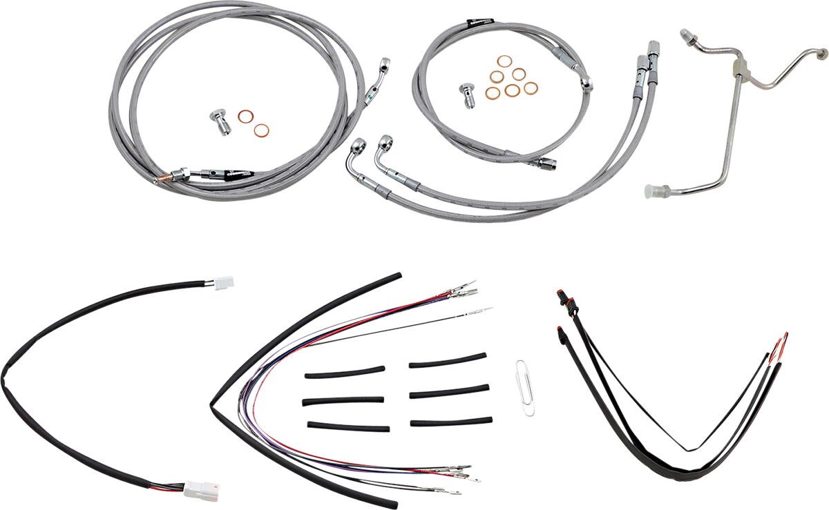 BURLY BRAND Kit complet câble/ligne de frein tressés inox pour guidon 18" - Road glide