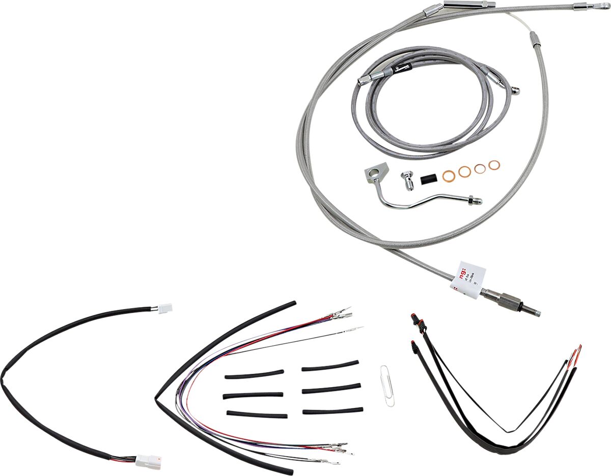 BURLY BRAND Kit complet câble/ligne de frein tressés inox pour guidon 14" - Road king 14-16