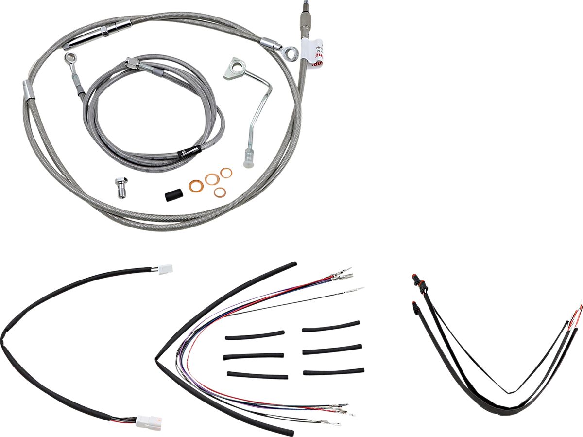 BURLY BRAND Kit complet câble/ligne de frein tressés inox pour guidon 18" - Road king 14-16
