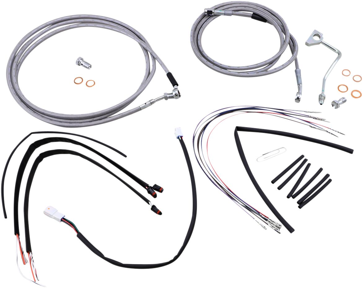 BURLY BRAND Kit complet câble/ligne de frein tressés inox pour guidon 14"