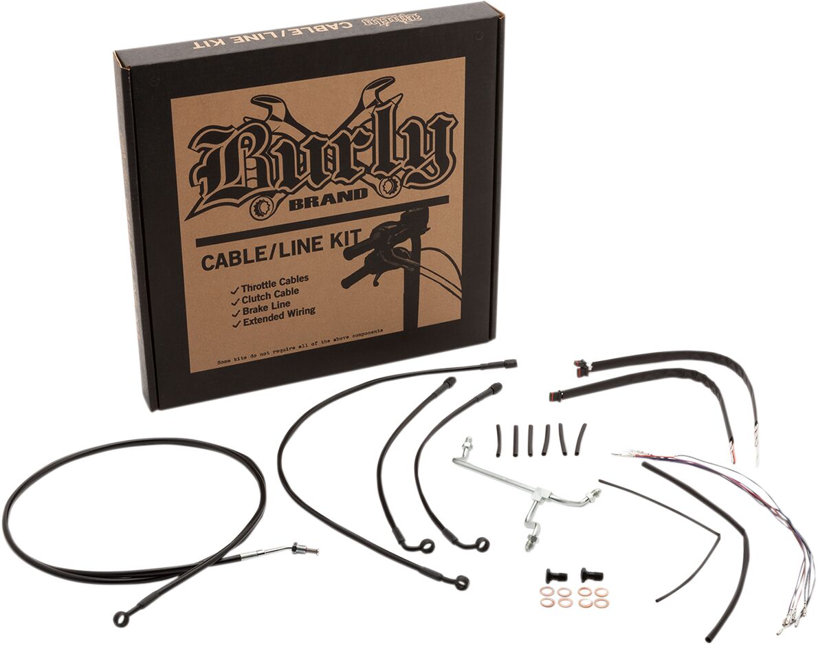 BURLY BRAND Kit complet câble/ligne de frein tressés inox pour guidon 14"