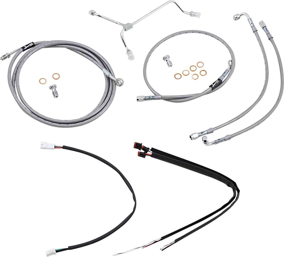 BURLY BRAND Kit complet câble/ligne de frein tressés inox pour guidon