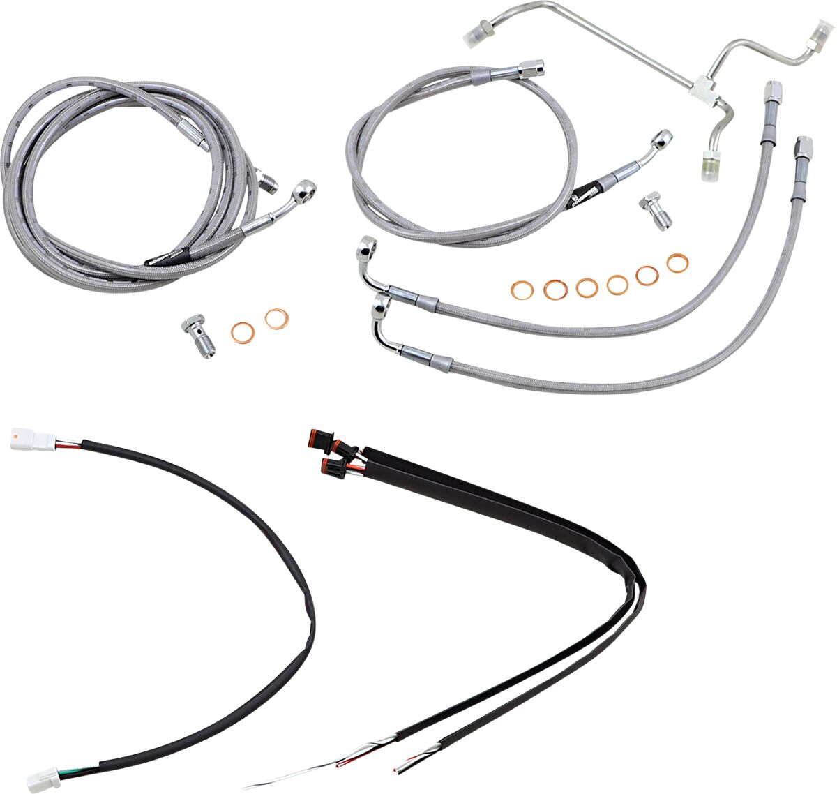 BURLY BRAND Kit complet câble/ligne de frein tressés inox pour guidon