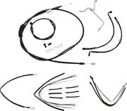 BURLY BRAND Kit Complet de Câbles/Gaines de Guidon en Vinyle Noir pour Ape Hangers