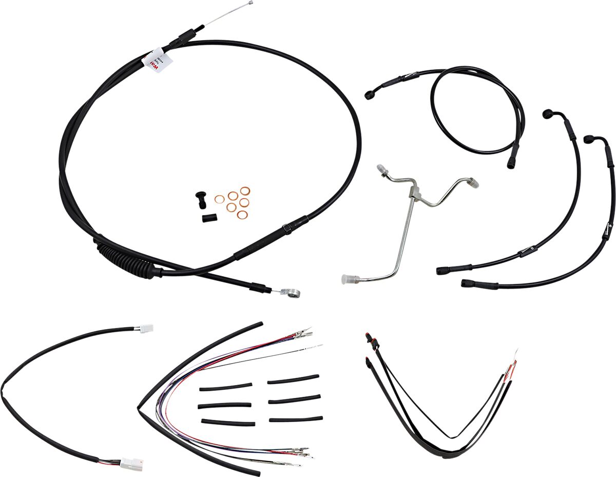 BURLY BRAND Kit Complet de Câbles/Gaines de Guidon en Vinyle Noir pour Ape Hangers