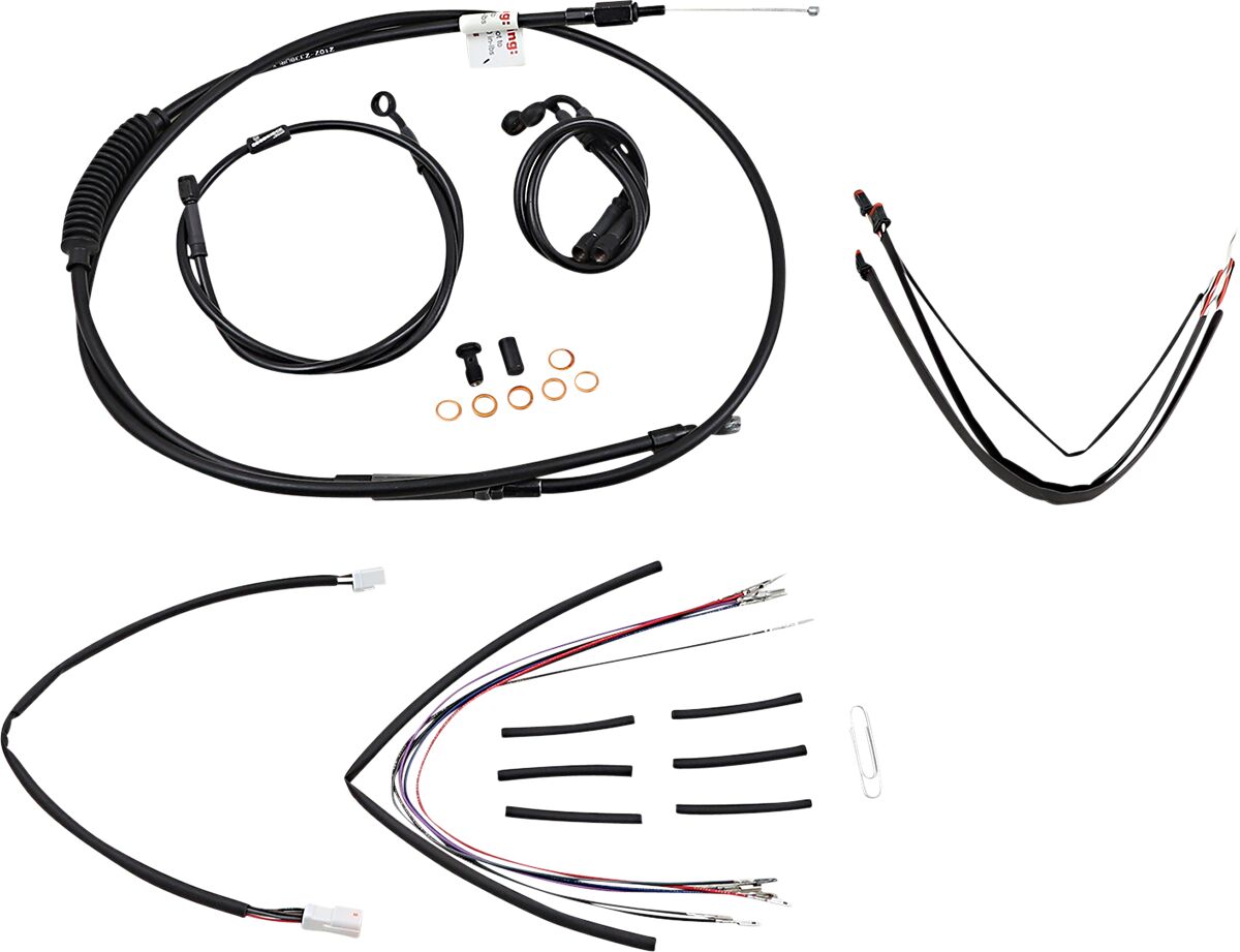 BURLY BRAND Kit Complet de Câbles/Gaines de Guidon en Vinyle Noir pour Ape Hangers